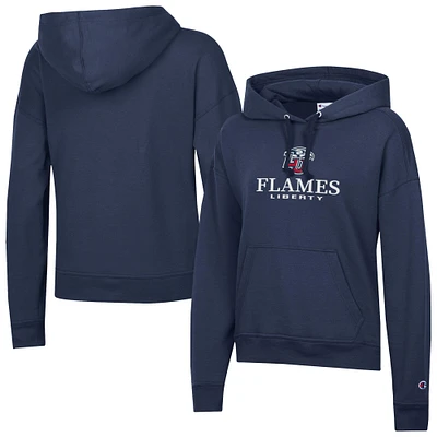 Women's Champion Navy Liberty Flames Powerblend Fleece Pullover Hoodie