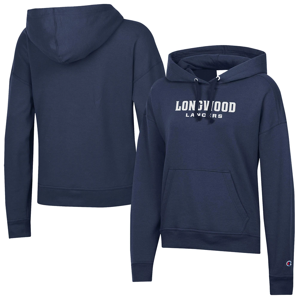 Women's Champion Navy Longwood Lancers Powerblend Fleece Pullover Hoodie