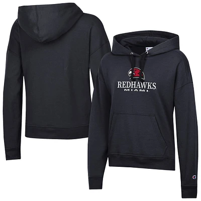 Women's Champion Black Miami University RedHawks Powerblend Fleece Pullover Hoodie