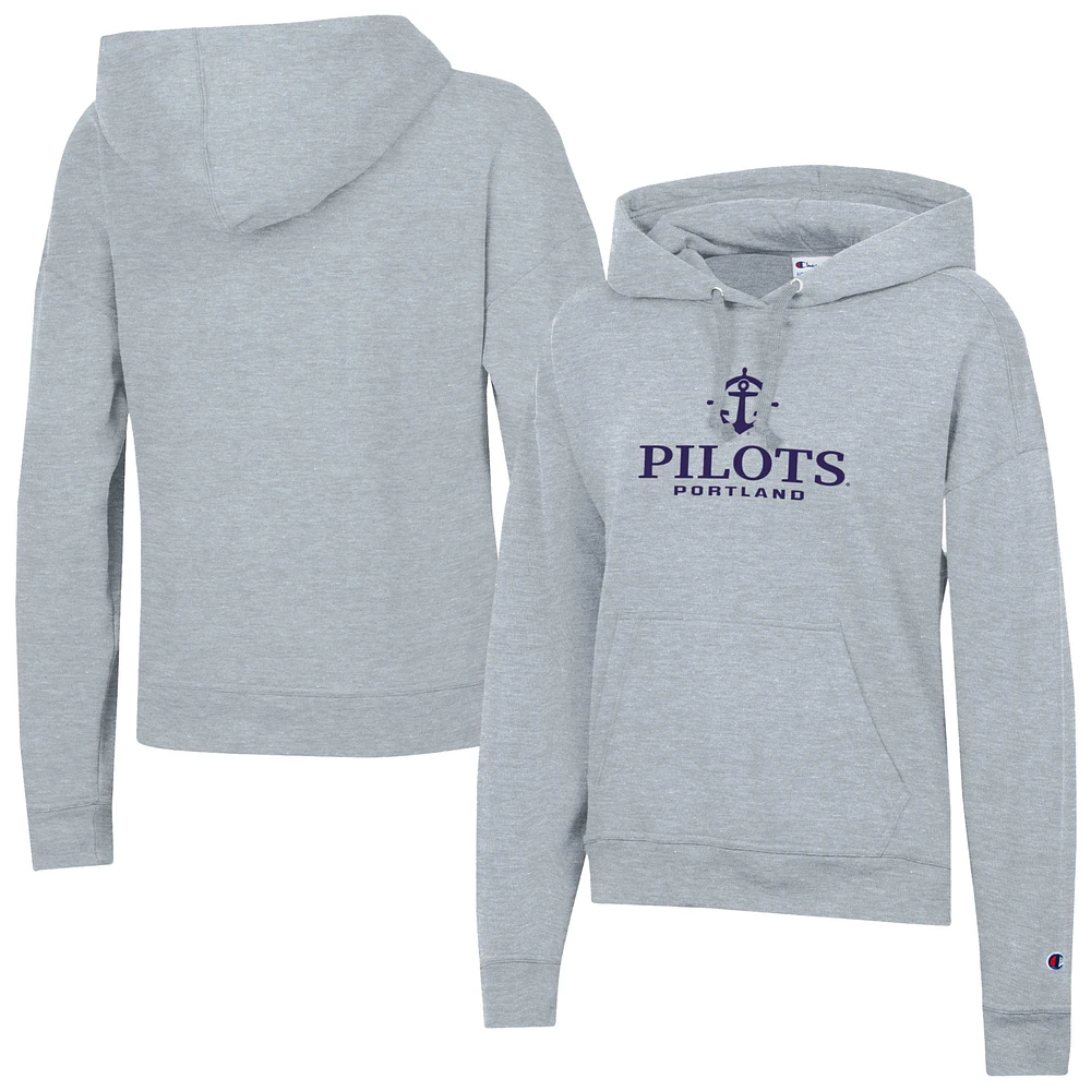 Women's Champion Gray Portland Pilots Powerblend Fleece Pullover Hoodie