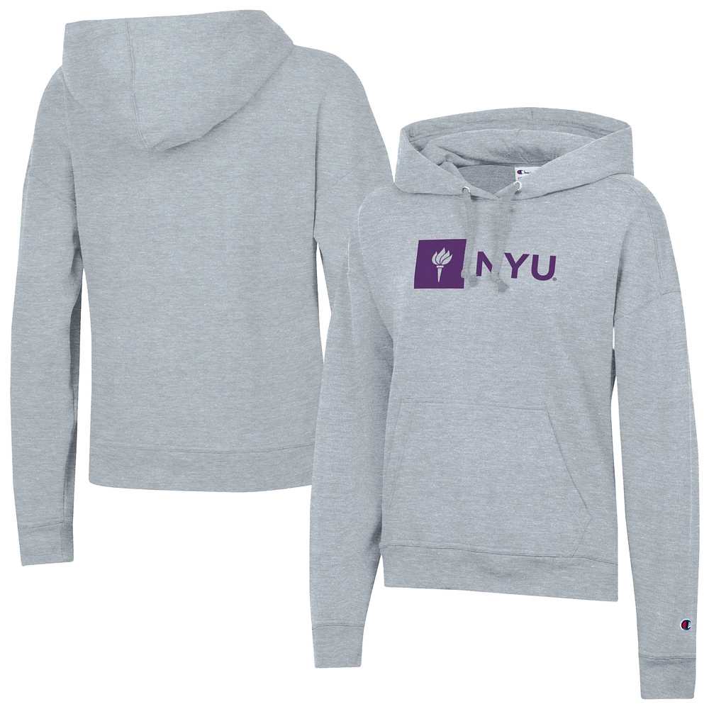 Women's Champion Gray NYU Violets Powerblend Fleece Pullover Hoodie