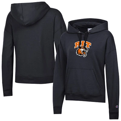 Women's Champion Black Rochester Institute of Technology Tigers Powerblend Fleece Pullover Hoodie