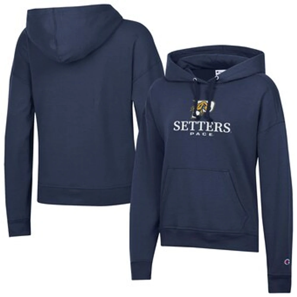 Women's Champion Navy Pace University Setters Powerblend Fleece Pullover Hoodie