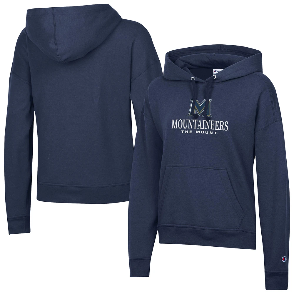 Women's Champion Navy Mount St. Mary's Mountaineers Powerblend Fleece Pullover Hoodie