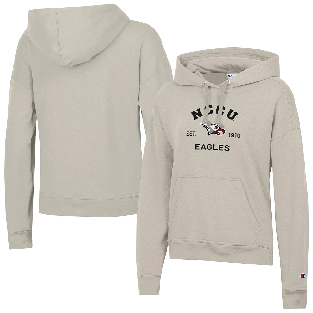 Women's Champion Oatmeal North Carolina Central Eagles Powerblend Fleece Pullover Hoodie