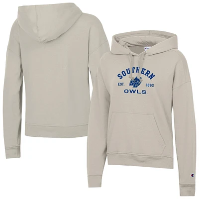 Women's Champion Oatmeal Southern Connecticut State Owls Powerblend Fleece Pullover Hoodie