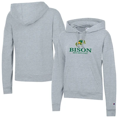Women's Champion Gray NDSU Bison Powerblend Fleece Pullover Hoodie