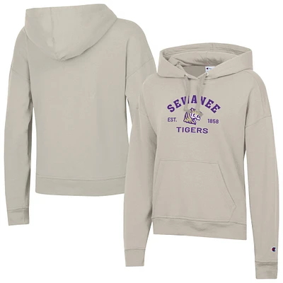 Women's Champion Oatmeal Sewanee Tigers Powerblend Fleece Pullover Hoodie
