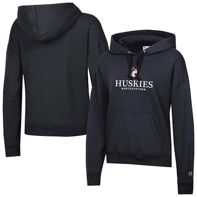 Women's Champion Black Northeastern Huskies Powerblend Fleece Pullover Hoodie