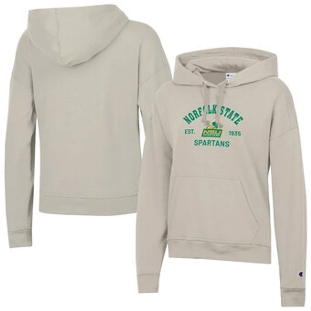 Women's Champion Oatmeal Norfolk State Spartans Powerblend Fleece Pullover Hoodie