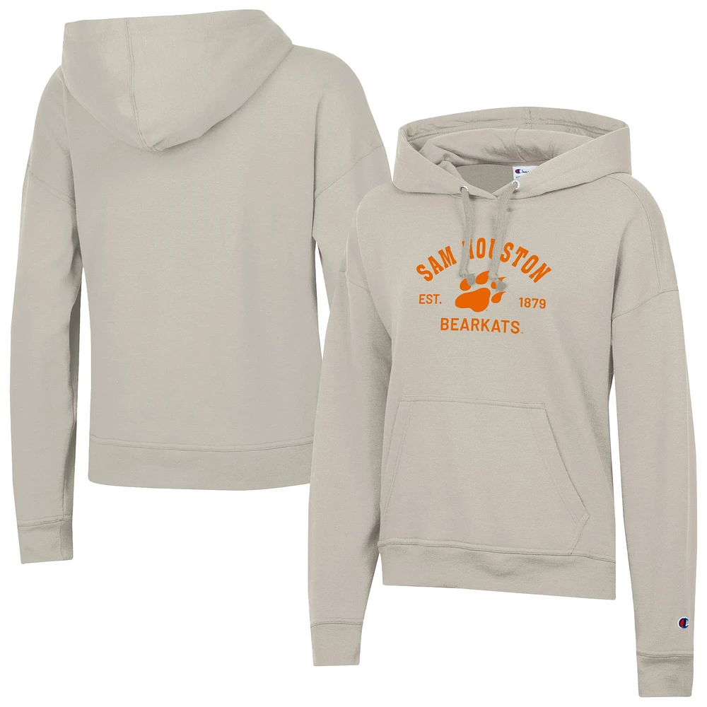 Women's Champion Oatmeal Sam Houston State Bearkats Powerblend Fleece Pullover Hoodie
