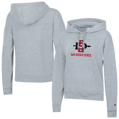 Women's Champion Gray San Diego State Aztecs Powerblend Fleece Pullover Hoodie