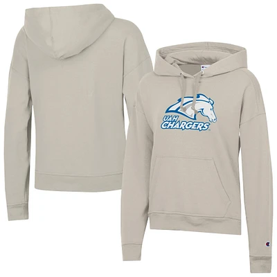 Women's Champion Oatmeal UAH Chargers Powerblend Fleece Pullover Hoodie