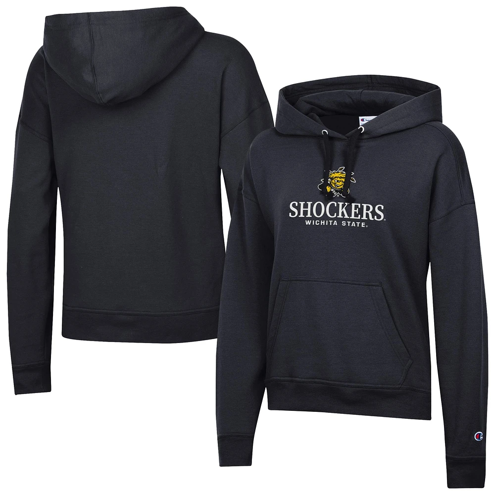 Women's Champion Black Wichita State Shockers Powerblend Fleece Pullover Hoodie