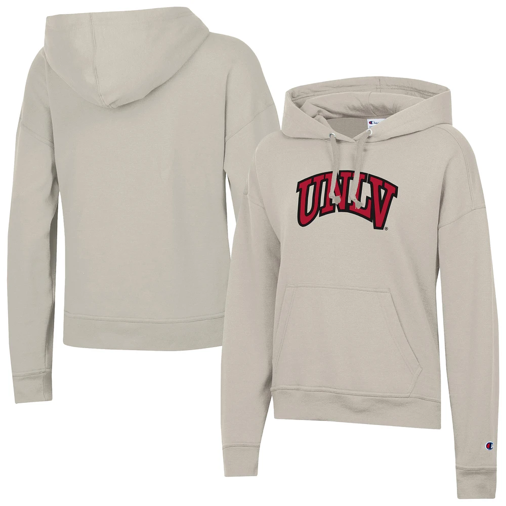Women's Champion Oatmeal UNLV Rebels Powerblend Fleece Pullover Hoodie