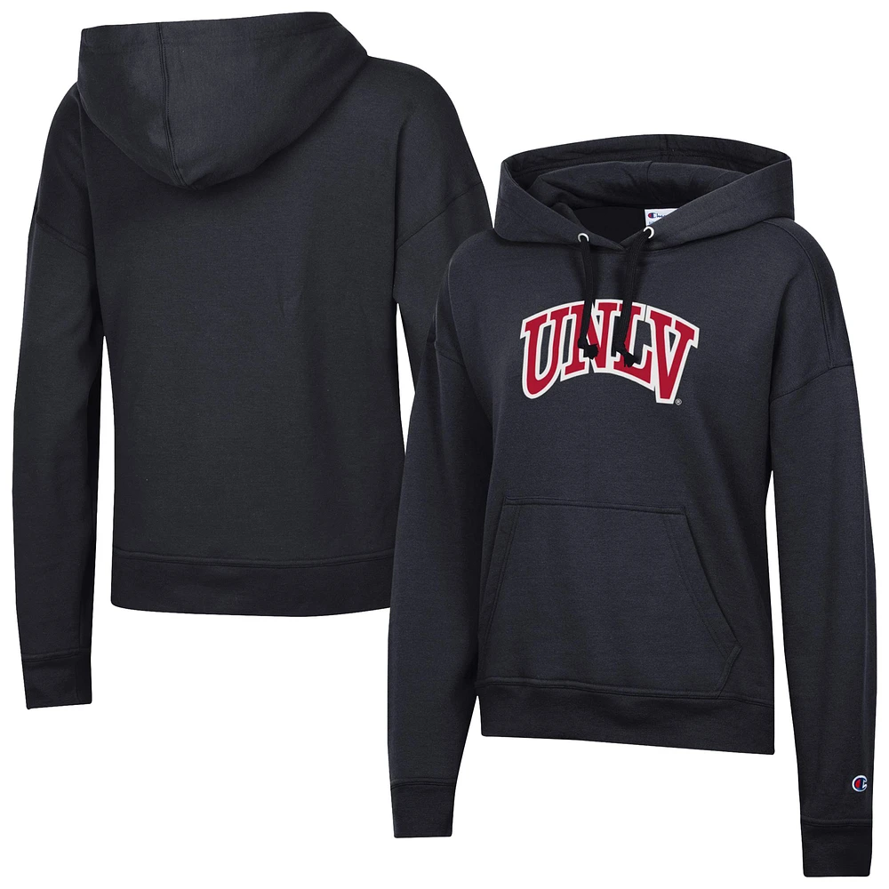 Women's Champion Black UNLV Rebels Powerblend Fleece Pullover Hoodie