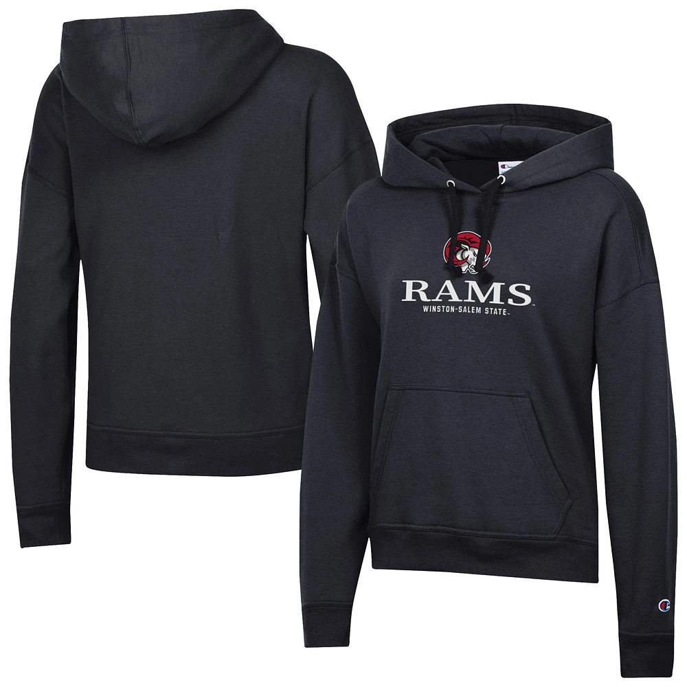 Women's Champion Black Winston-Salem State Rams Powerblend Fleece Pullover Hoodie