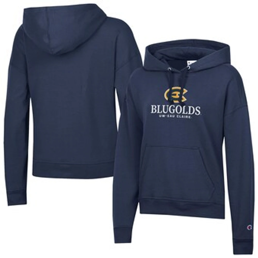 Women's Champion Navy Wisconsin Eau Claire Blugolds Powerblend Fleece Pullover Hoodie