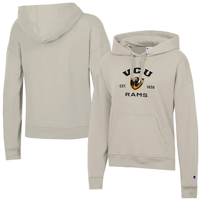 Women's Champion Oatmeal VCU Rams Powerblend Fleece Pullover Hoodie