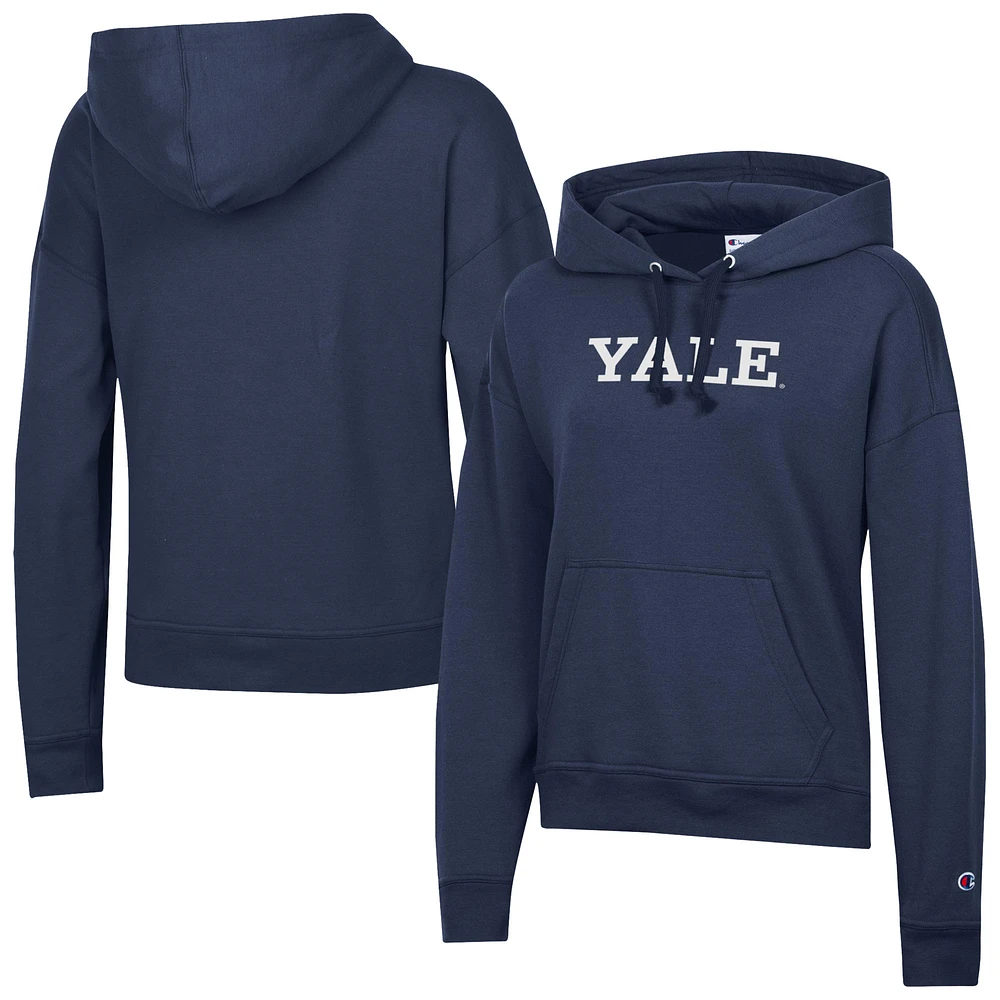 Women's Champion Navy Yale Bulldogs Powerblend Fleece Pullover Hoodie