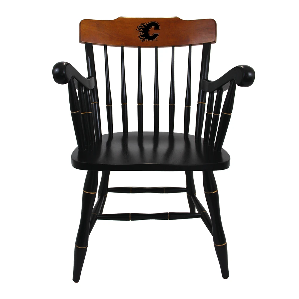 Black Calgary Flames Captain's Chair with Cherry Crown