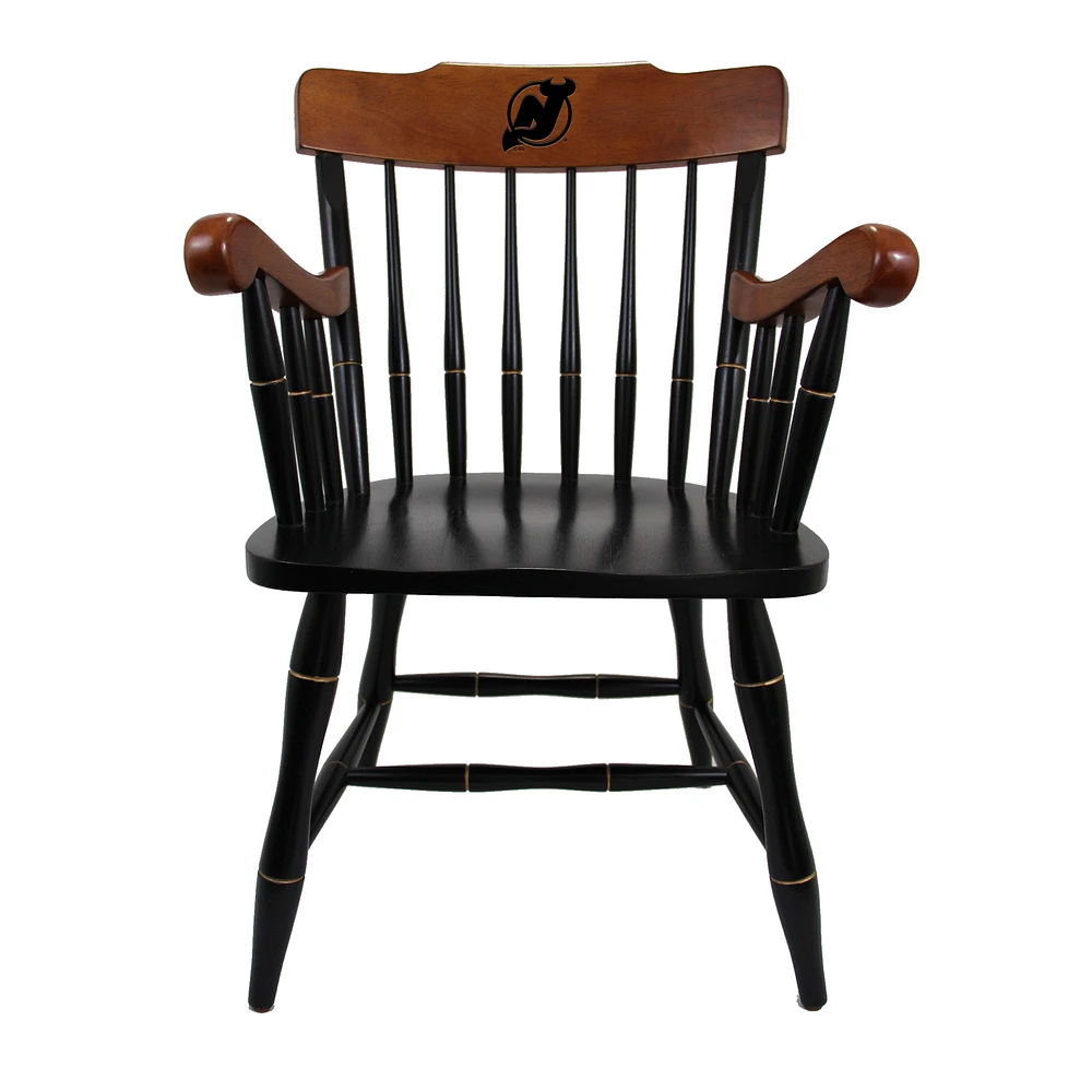 Black New Jersey Devils Captain's Chair with Cherry Arms & Crown