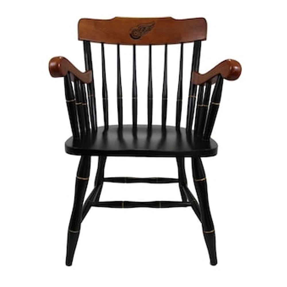 Black Detroit Red Wings Captain's Chair with Cherry Arms & Crown