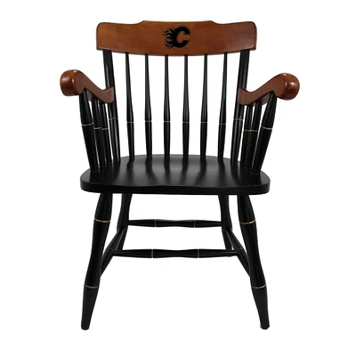 Black Calgary Flames Captain's Chair with Cherry Arms & Crown