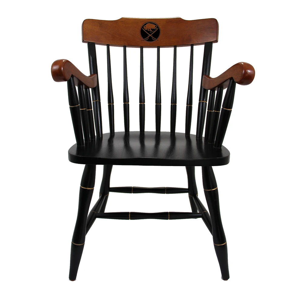 Black Buffalo Sabres Captain's Chair with Cherry Arms & Crown