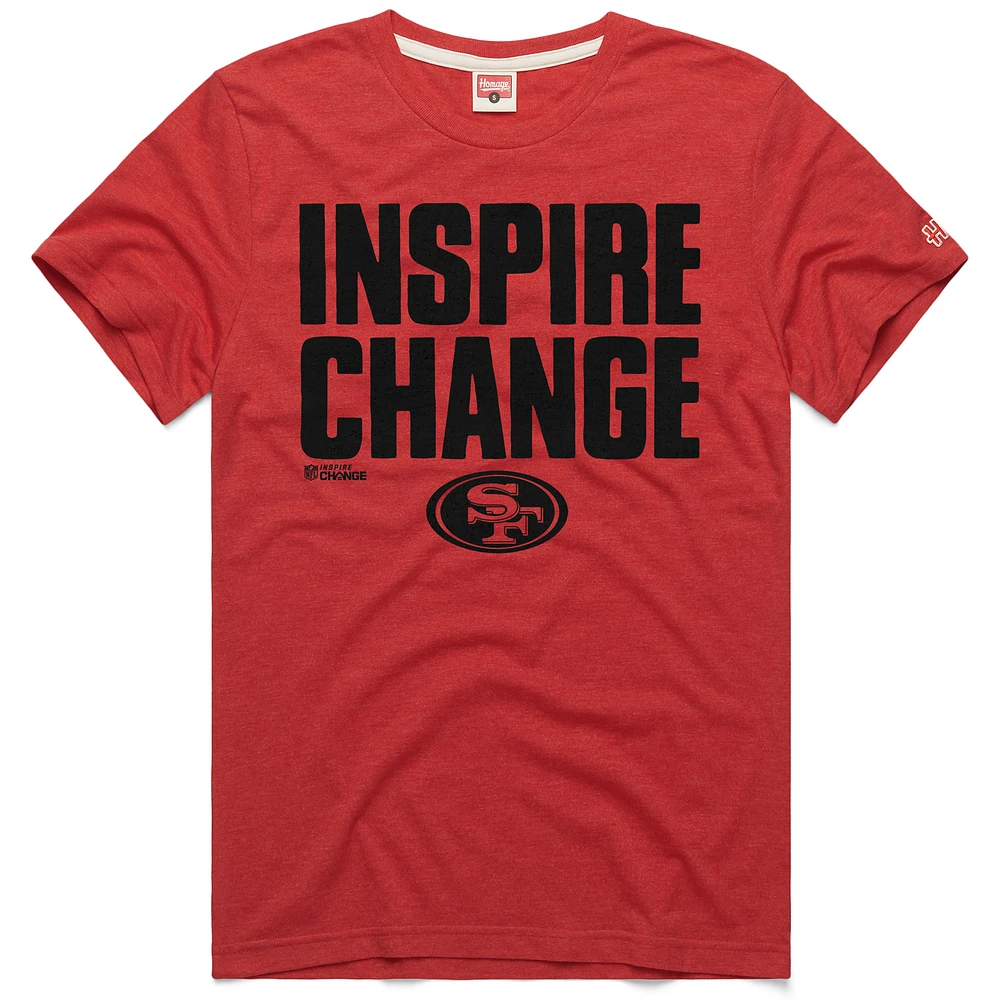Unisex Homage Scarlet San Francisco 49ers 2024 Inspire Change Tri-Blend T-Shirt
