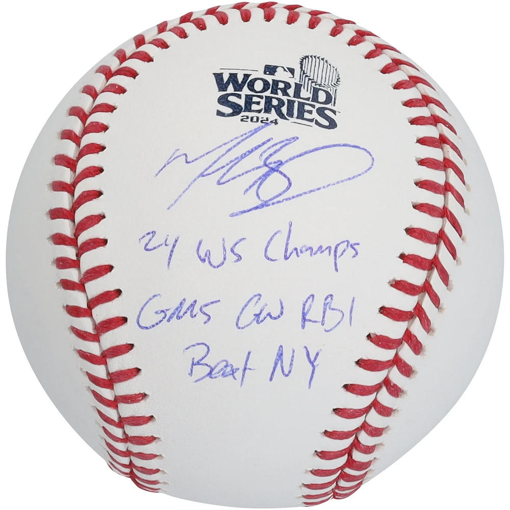 Mookie Betts Los Angeles Dodgers Autographed 2024 World Series Logo Baseball with Multiple Inscriptions - Limited Edition of 25