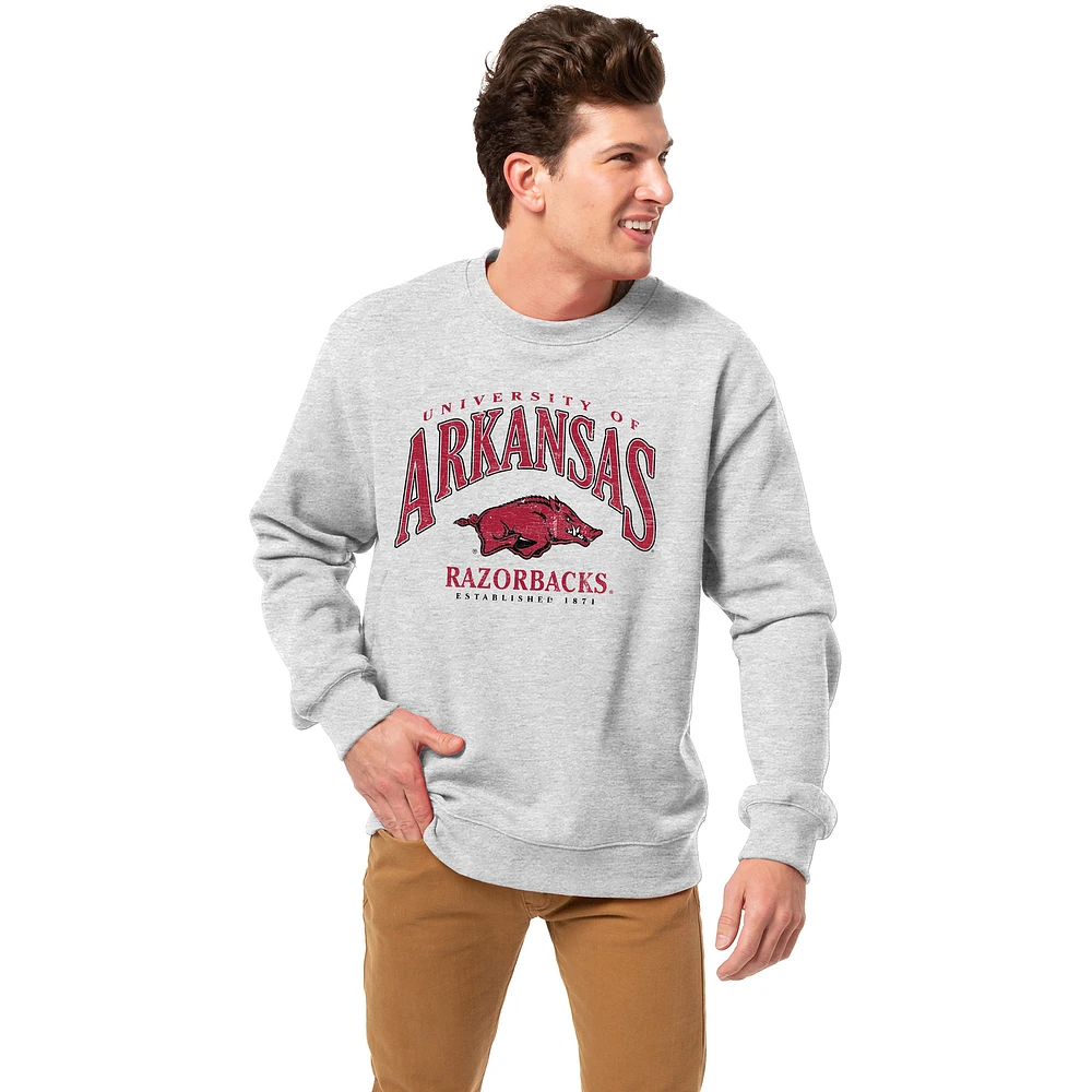 Men's League Collegiate Wear Heather Gray Arkansas Razorbacks Essentials 2.0 Pullover Sweatshirt