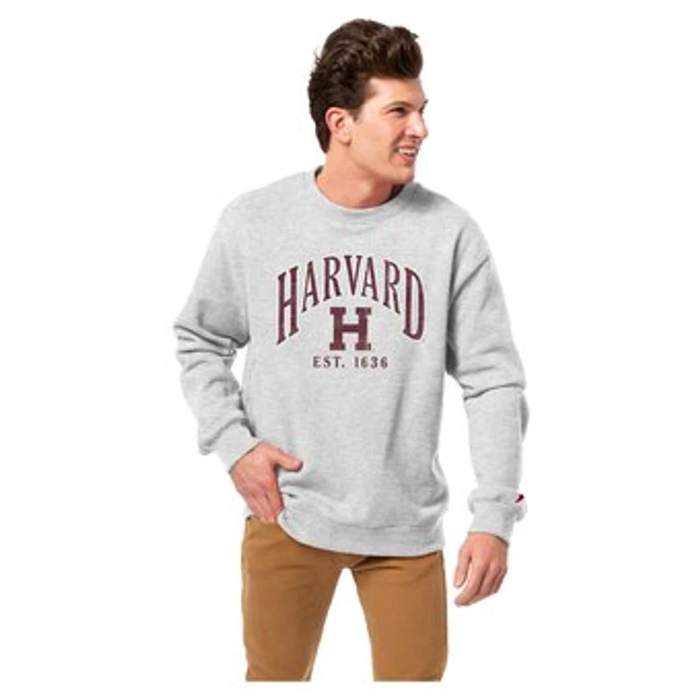 Men's League Collegiate Wear Heather Gray Harvard Crimson Essentials 2.0 Pullover Sweatshirt