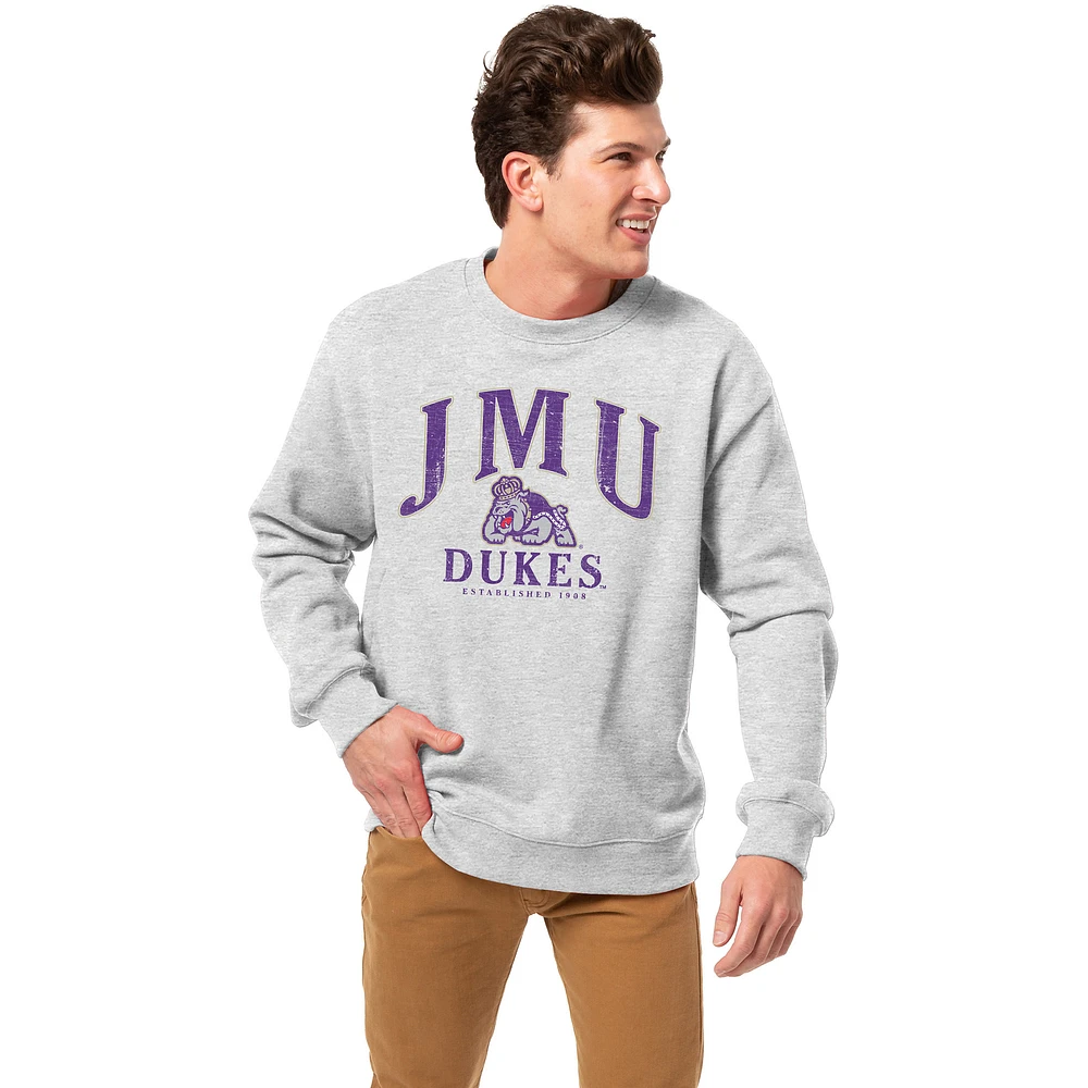 Men's League Collegiate Wear Heather Gray James Madison Dukes Essentials 2.0 Pullover Sweatshirt