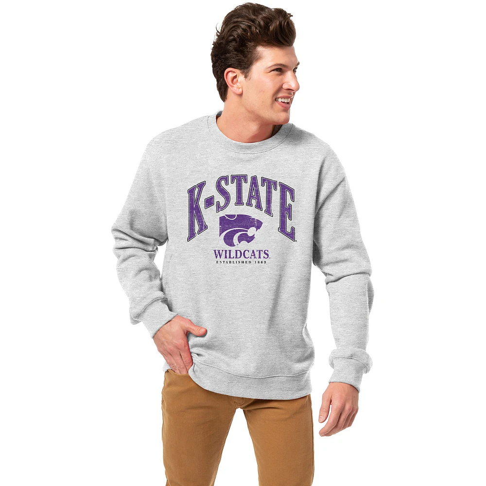 Men's League Collegiate Wear Heather Gray Kansas State Wildcats Essentials 2.0 Pullover Sweatshirt