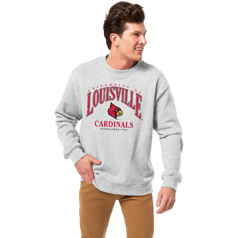 Men's League Collegiate Wear Heather Gray Louisville Cardinals Essentials 2.0 Pullover Sweatshirt