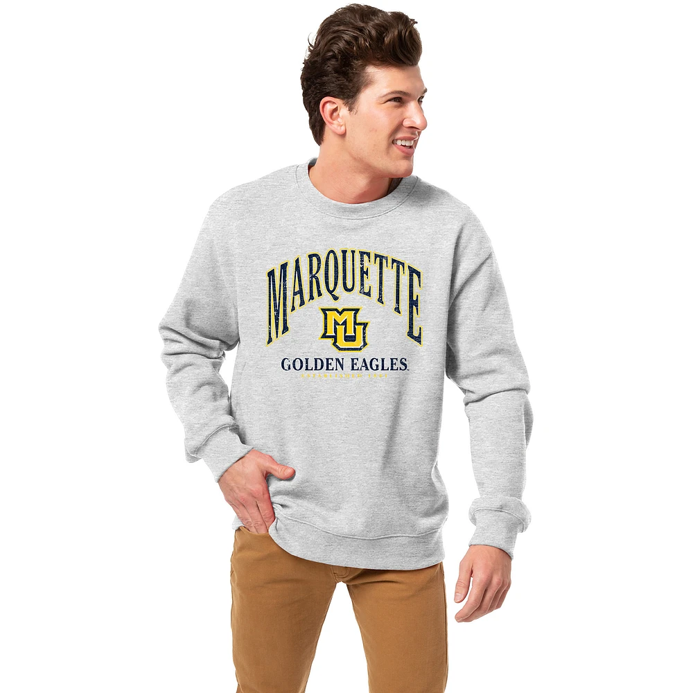 Men's League Collegiate Wear Heather Gray Marquette Golden Eagles Essentials 2.0 Pullover Sweatshirt