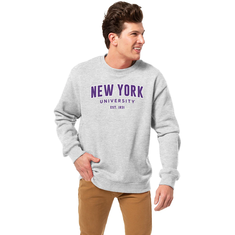 Men's League Collegiate Wear Heather Gray NYU Violets Essentials 2.0 Pullover Sweatshirt