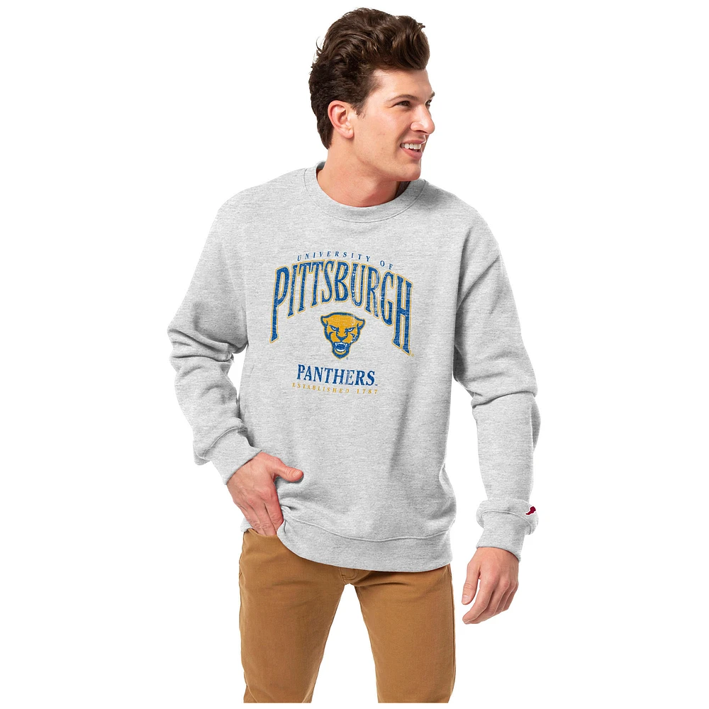 Men's League Collegiate Wear Heather Gray Pitt Panthers Essentials 2.0 Pullover Sweatshirt