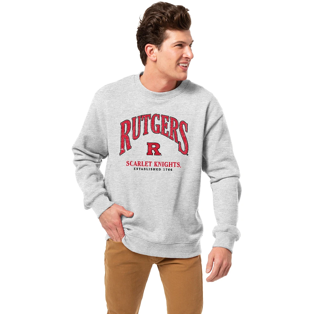 Men's League Collegiate Wear Heather Gray Rutgers Scarlet Knights Essentials 2.0 Pullover Sweatshirt