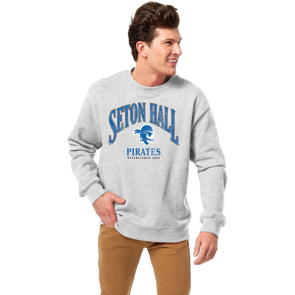 Men's League Collegiate Wear Heather Gray Seton Hall Pirates Essentials 2.0 Pullover Sweatshirt