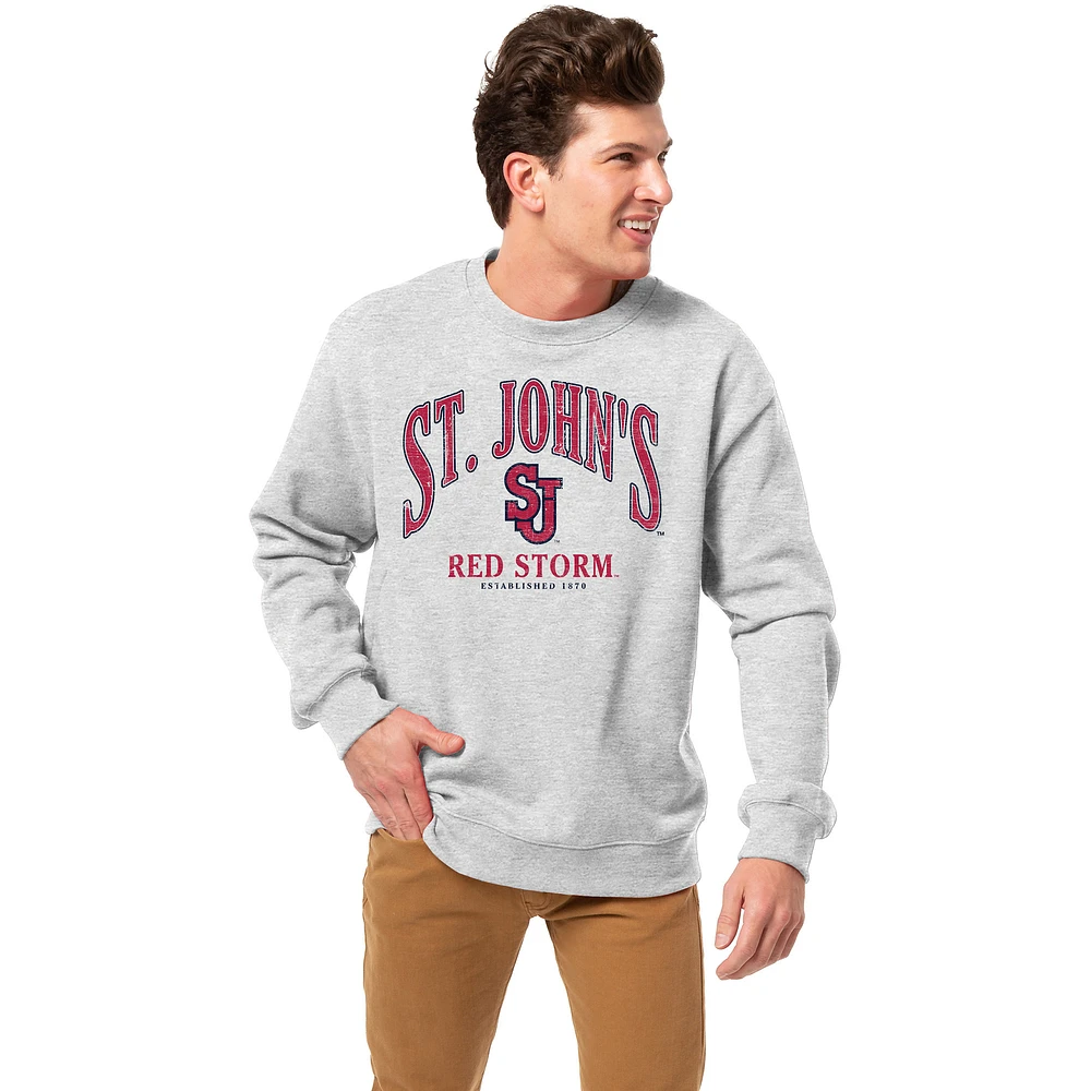Men's League Collegiate Wear Heather Gray St. John's Red Storm Essentials 2.0 Pullover Sweatshirt