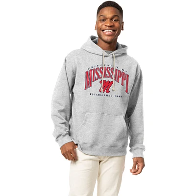 Men's League Collegiate Wear Heather Gray Ole Miss Rebels Essentials 2.0 Fleece Pullover Hoodie