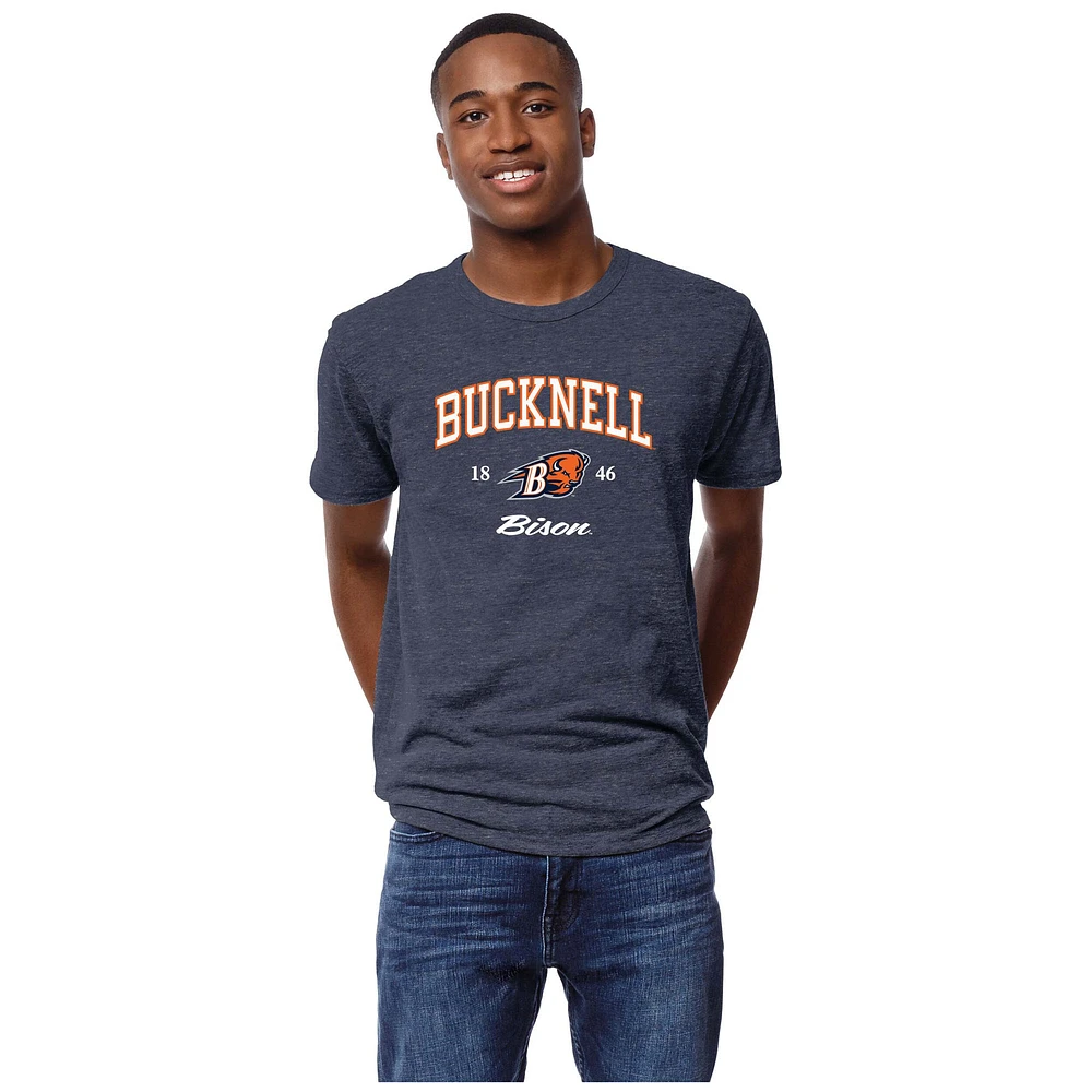 Men's League Collegiate Wear Heather Navy Bucknell Bison Victory Falls Tri-Blend T-Shirt
