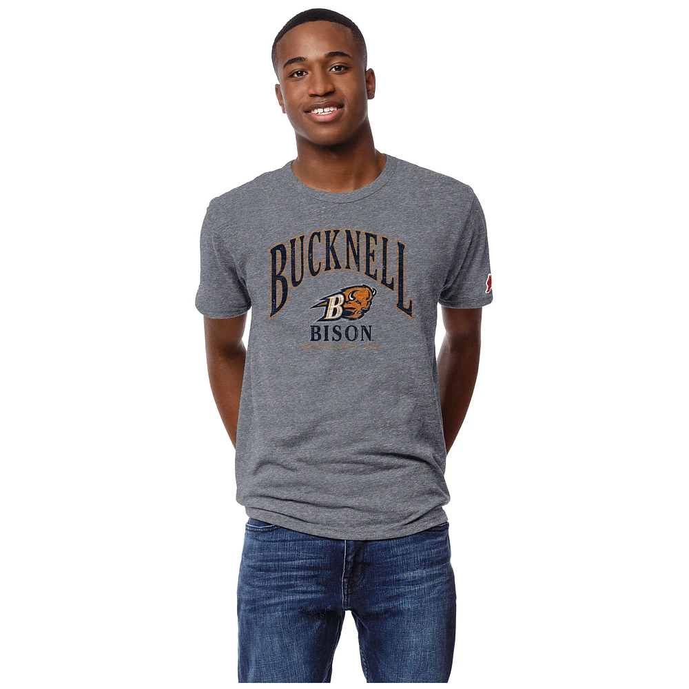 Men's League Collegiate Wear Heather Gray Bucknell Bison Victory Falls Tri-Blend T-Shirt