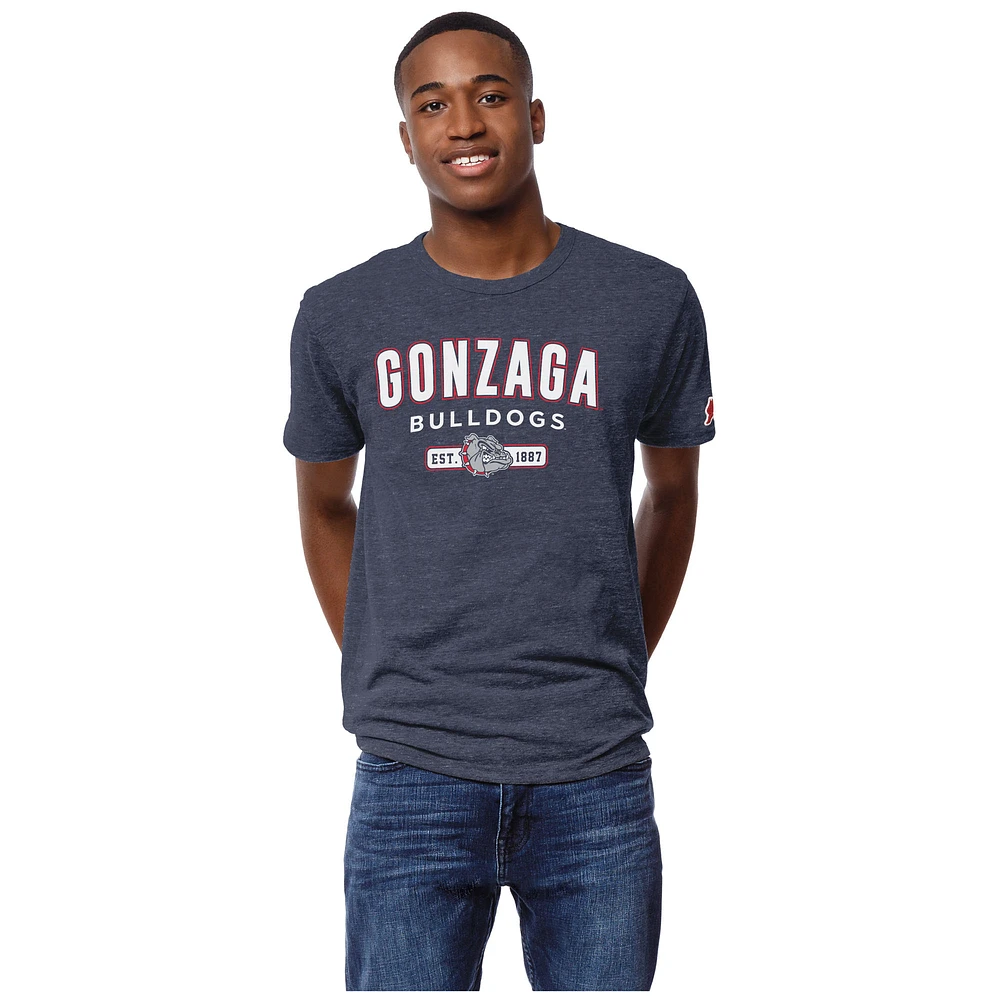 Men's League Collegiate Wear Heather Navy Gonzaga Bulldogs Victory Falls Tri-Blend T-Shirt