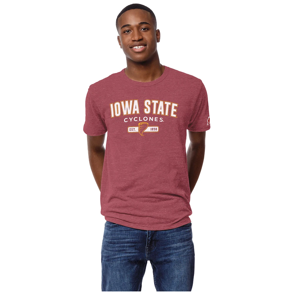 Men's League Collegiate Wear Heather Cardinal Iowa State Cyclones Victory Falls Tri-Blend T-Shirt