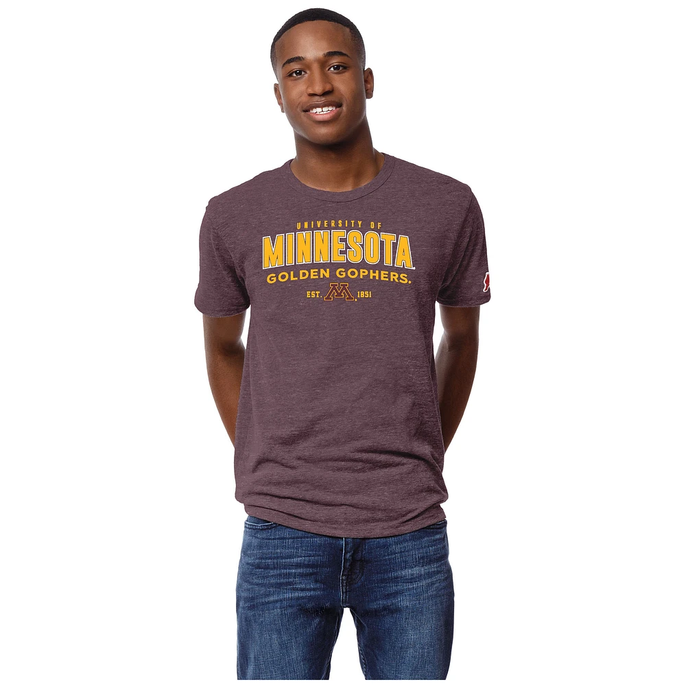 Men's League Collegiate Wear Heather Maroon Minnesota Golden Gophers Victory Falls Tri-Blend T-Shirt