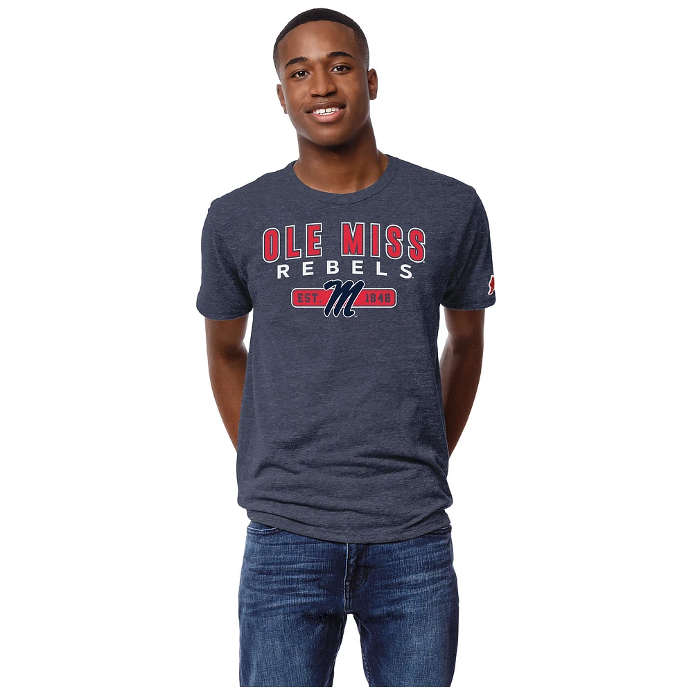 Men's League Collegiate Wear Heather Navy Ole Miss Rebels Victory Falls Tri-Blend T-Shirt
