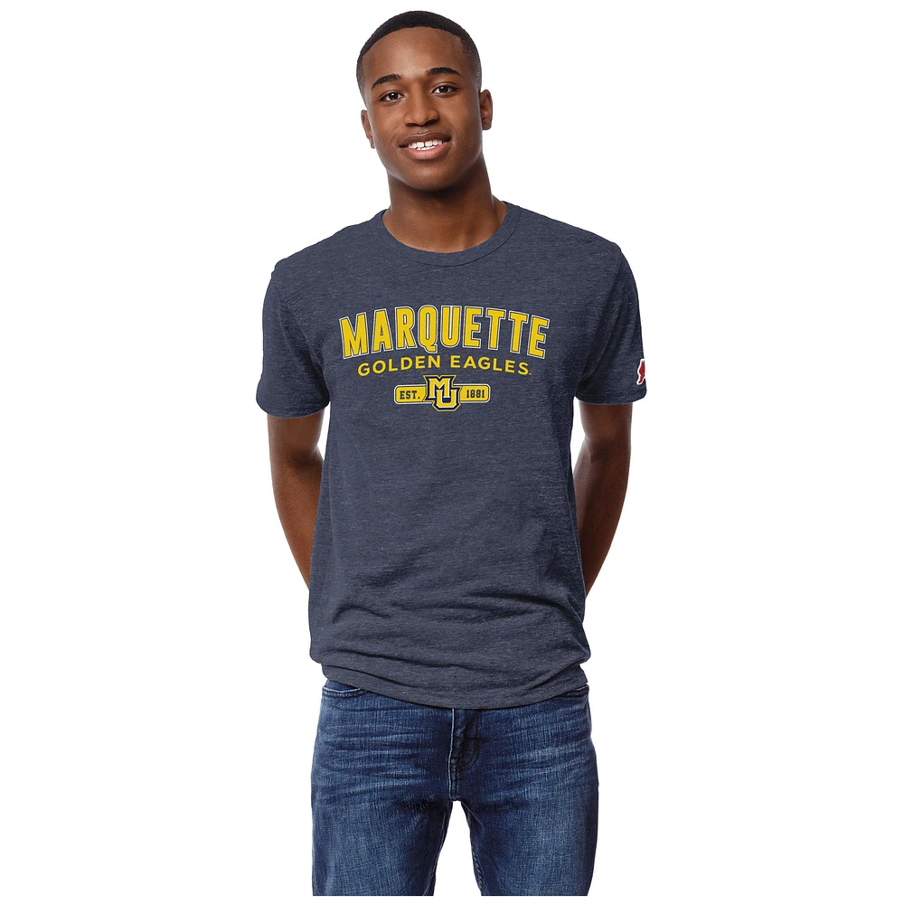 Men's League Collegiate Wear Heather Navy Marquette Golden Eagles Victory Falls Tri-Blend T-Shirt